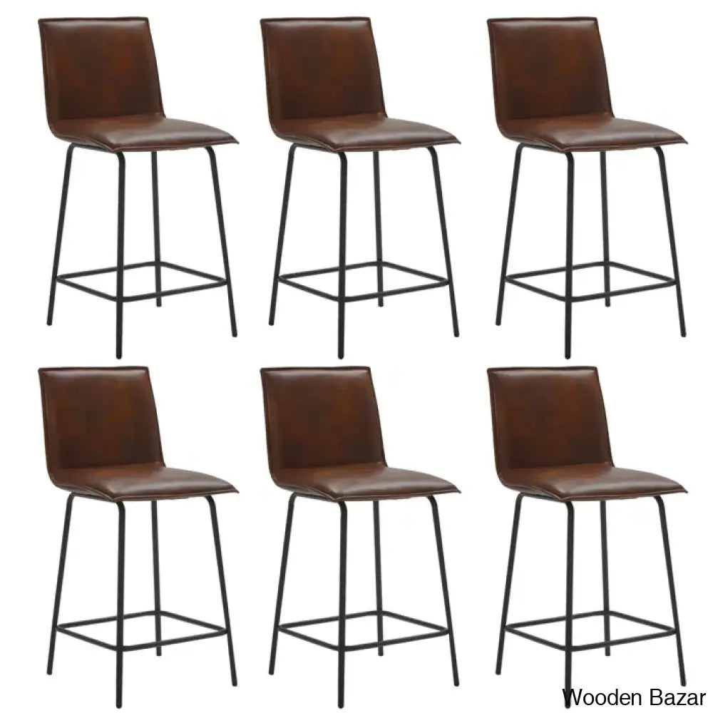 Velozi 24’’ H Leather Mid-Century Modern Full Back Kitchen Counter Height And Bar Stools Chair