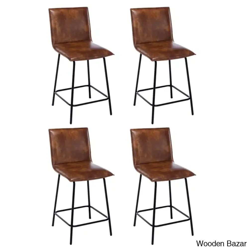 Velozi 24’’ H Leather Mid-Century Modern Full Back Kitchen Counter Height And Bar Stools Chair