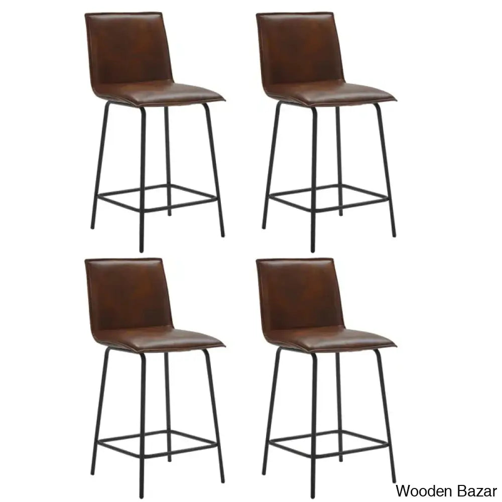 Velozi 24’’ H Leather Mid-Century Modern Full Back Kitchen Counter Height And Bar Stools Chair