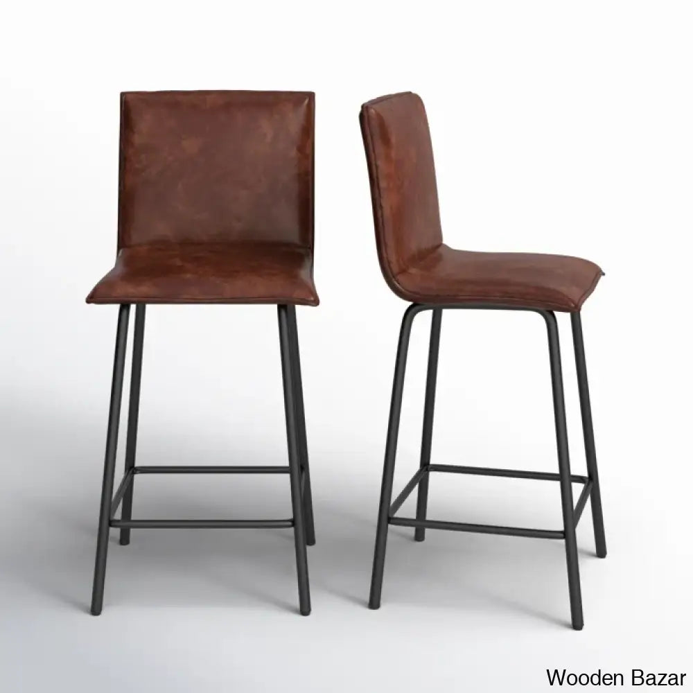 Velozi 24’’ H Leather Mid-Century Modern Full Back Kitchen Counter Height And Bar Stools Chair