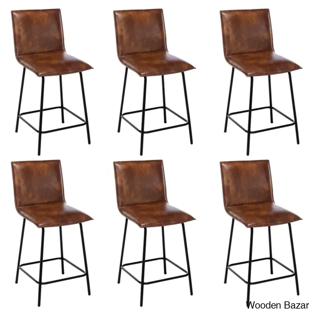 Velozi 24’’ H Leather Mid-Century Modern Full Back Kitchen Counter Height And Bar Stools Chair