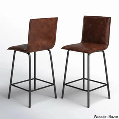 Velozi 24’’ H Leather Mid-Century Modern Full Back Kitchen Counter Height And Bar Stools Chair
