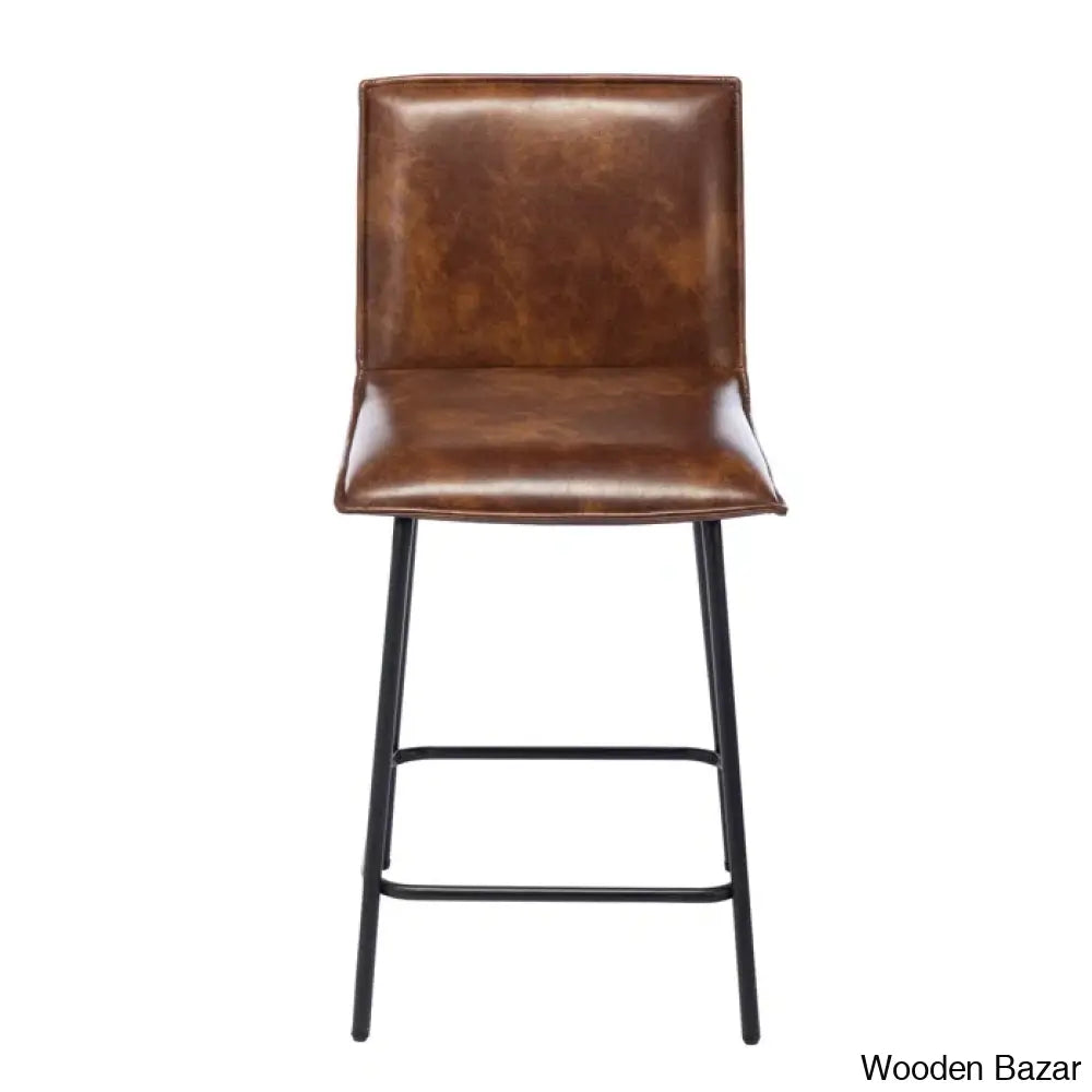 Velozi 24’’ H Leather Mid-Century Modern Full Back Kitchen Counter Height And Bar Stools Chair