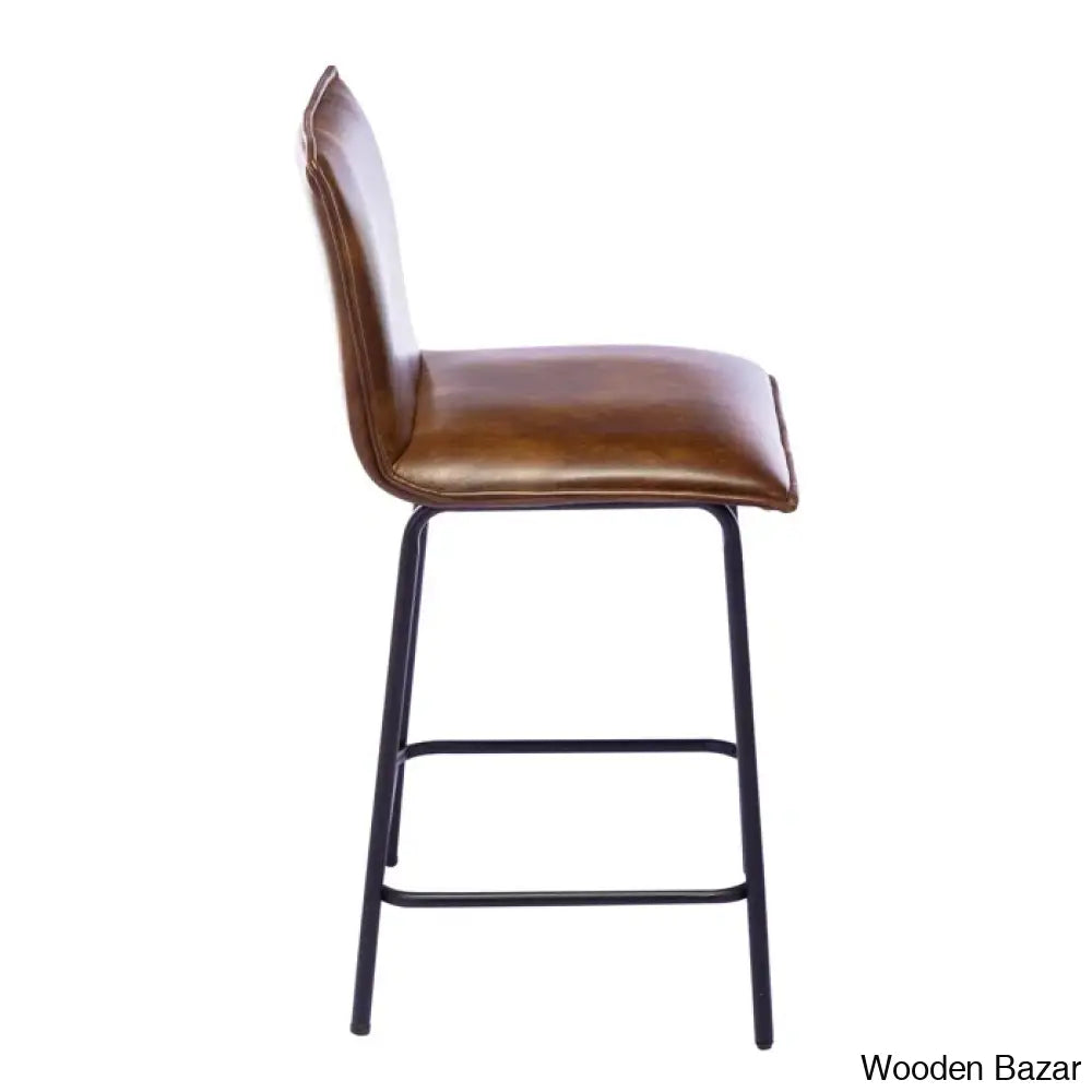 Velozi 24’’ H Leather Mid-Century Modern Full Back Kitchen Counter Height And Bar Stools Chair