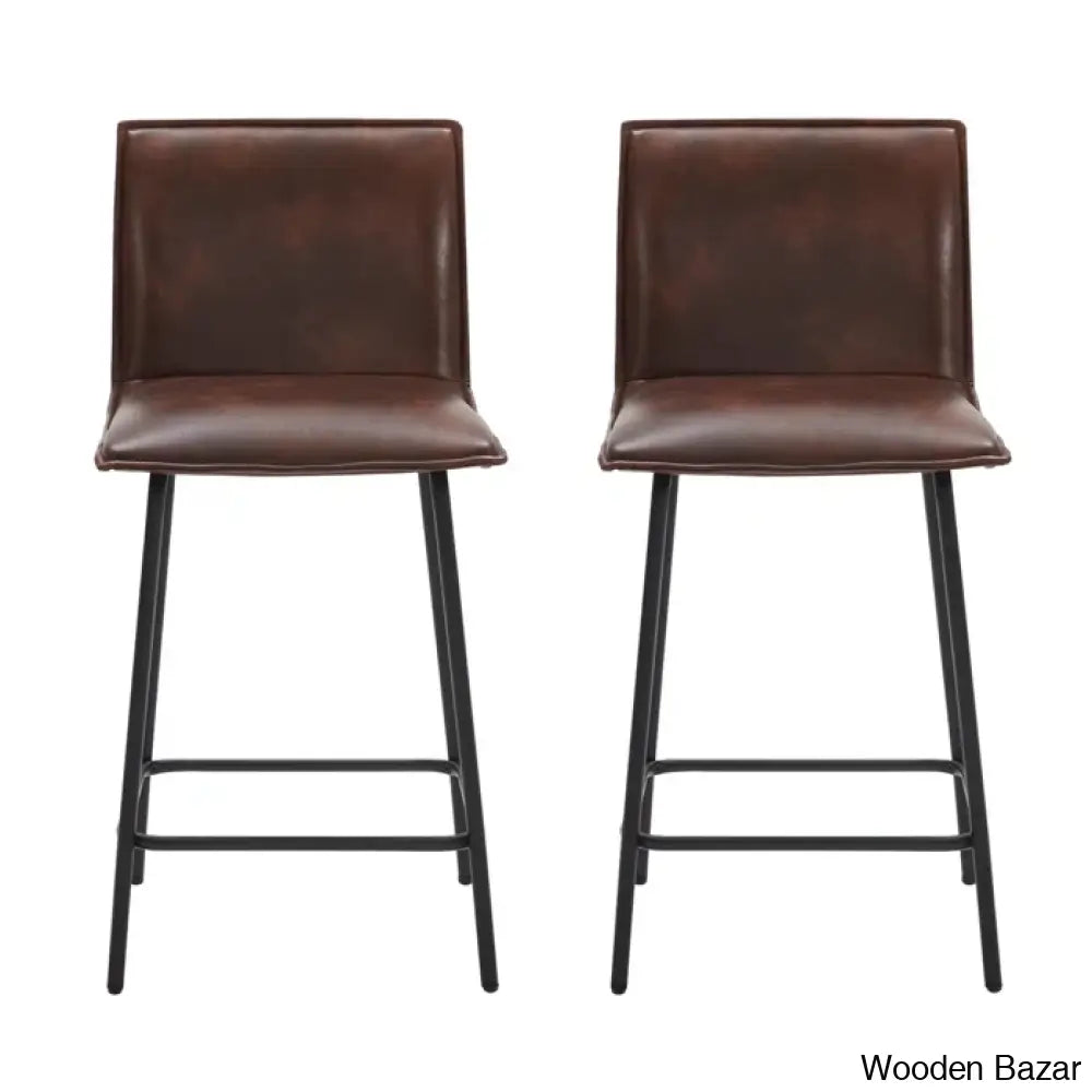 Velozi 24’’ H Leather Mid-Century Modern Full Back Kitchen Counter Height And Bar Stools Chair