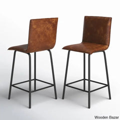 Velozi 24’’ H Leather Mid-Century Modern Full Back Kitchen Counter Height And Bar Stools Chair