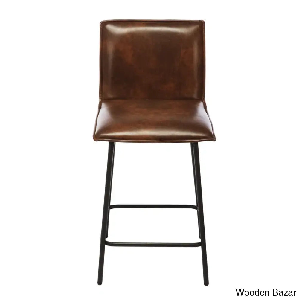 Velozi 24’’ H Leather Mid-Century Modern Full Back Kitchen Counter Height And Bar Stools Chair