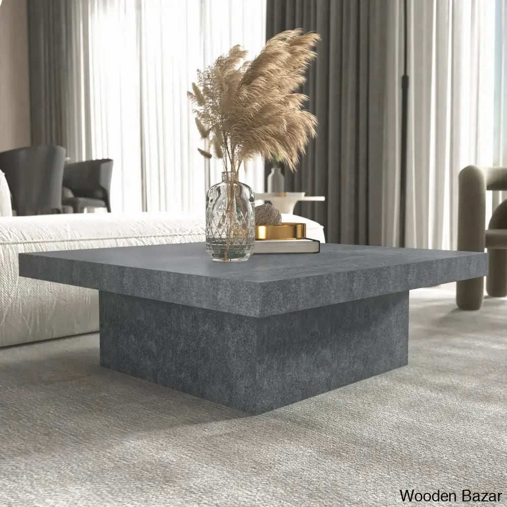 Vere Single Coffee Table And Center Table - Wooden Bazar Gray Stone