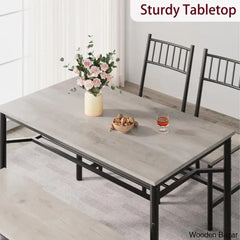 Versatile Rectangular Dining Set Modern Farmhouse Rustic And Industrial Style For 4