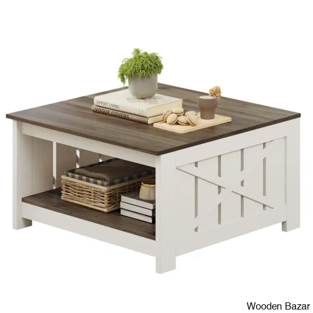 Veselyc Farm House 4 Legs Coffee And Center Table With Storage