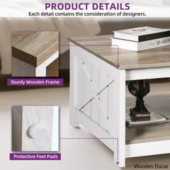 Veselyc Farm House 4 Legs Coffee And Center Table With Storage