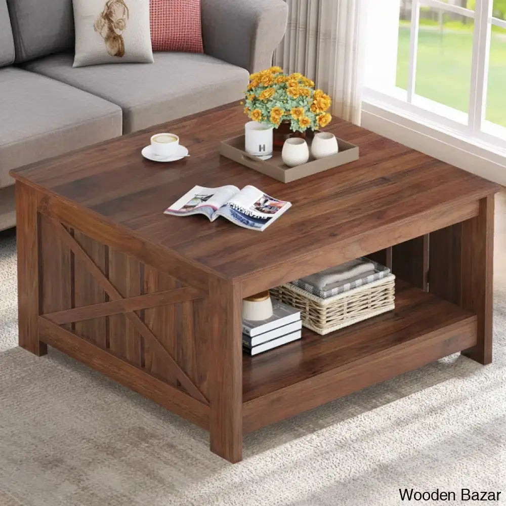 Veselyc Farm House 4 Legs Coffee And Center Table With Storage