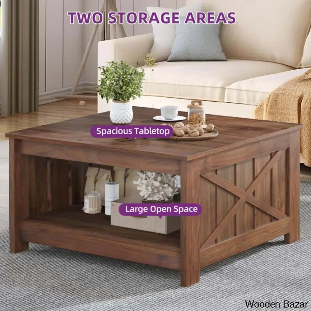 Veselyc Farm House 4 Legs Coffee And Center Table With Storage