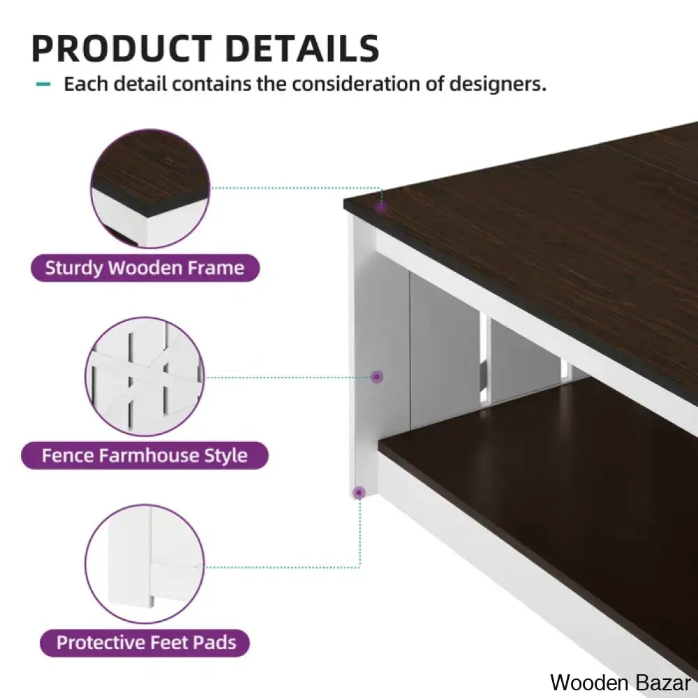 Veselyc Farm House 4 Legs Coffee And Center Table With Storage