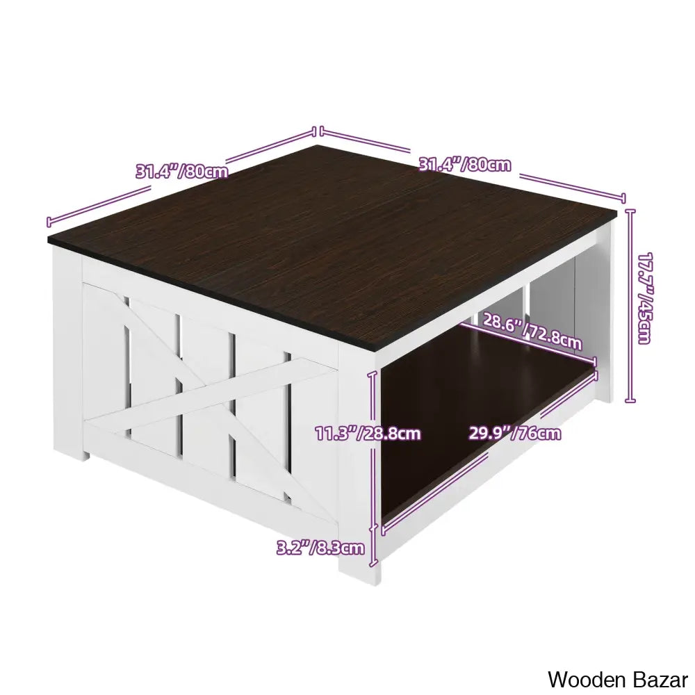 Veselyc Farm House 4 Legs Coffee And Center Table With Storage