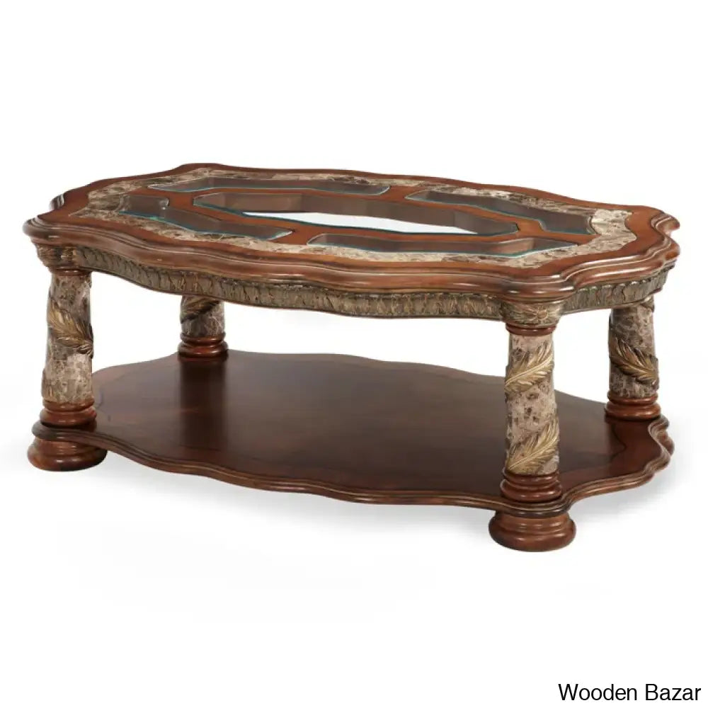 Villas Valencia Cocktail Coffee And Center Table - Classic Chestnut/Off White