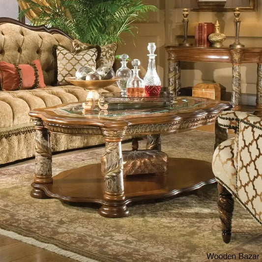 Villas Valencia Cocktail Coffee And Center Table - Classic Chestnut/Off White