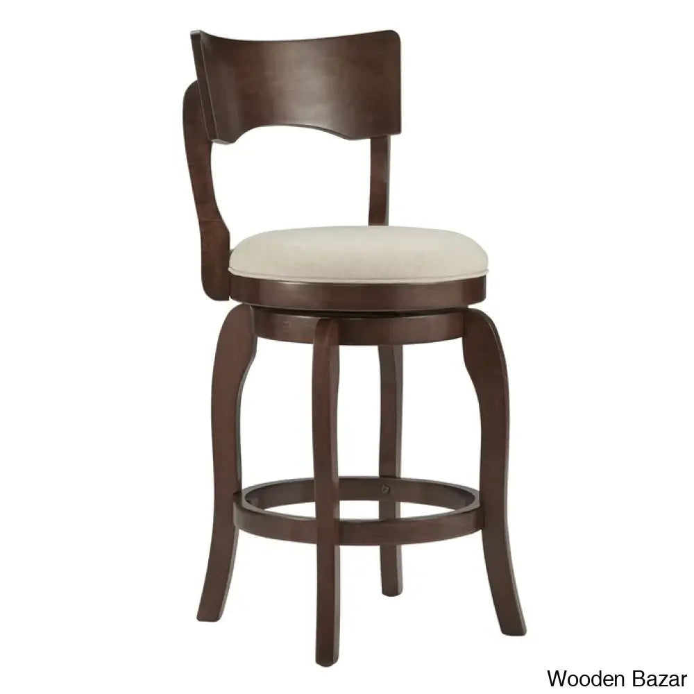 Villerso Swivel Upholstered Counter And Bar Stool With Solid Wood Frame