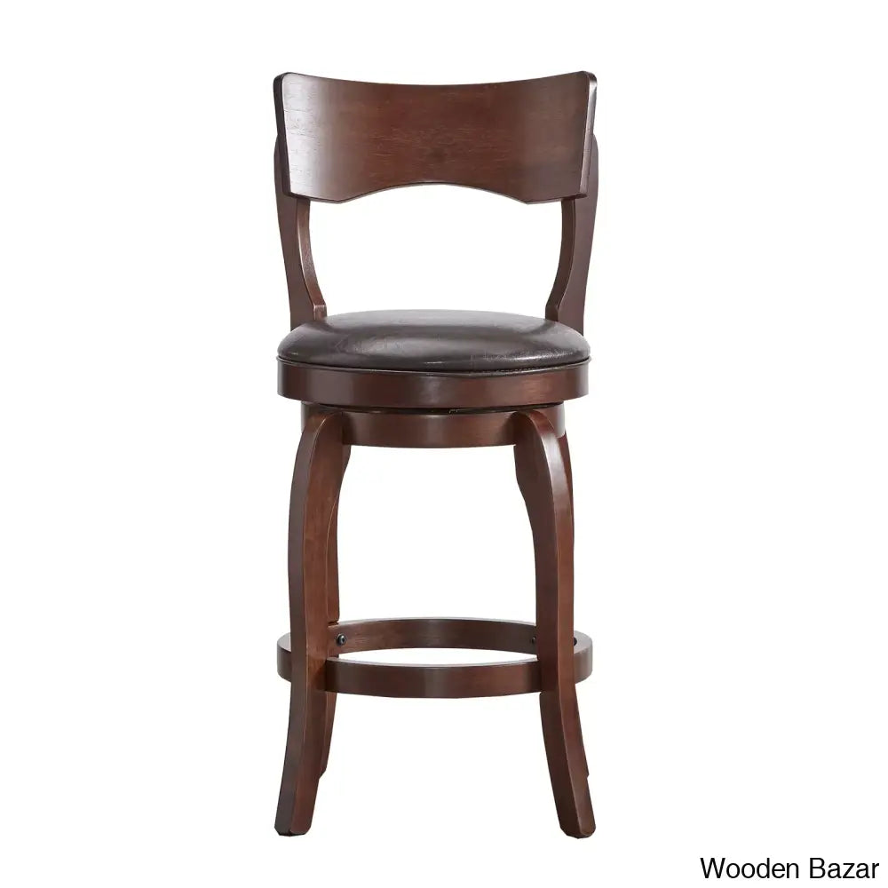 Villerso Swivel Upholstered Counter And Bar Stool With Solid Wood Frame Brown / Bar (29” Seat