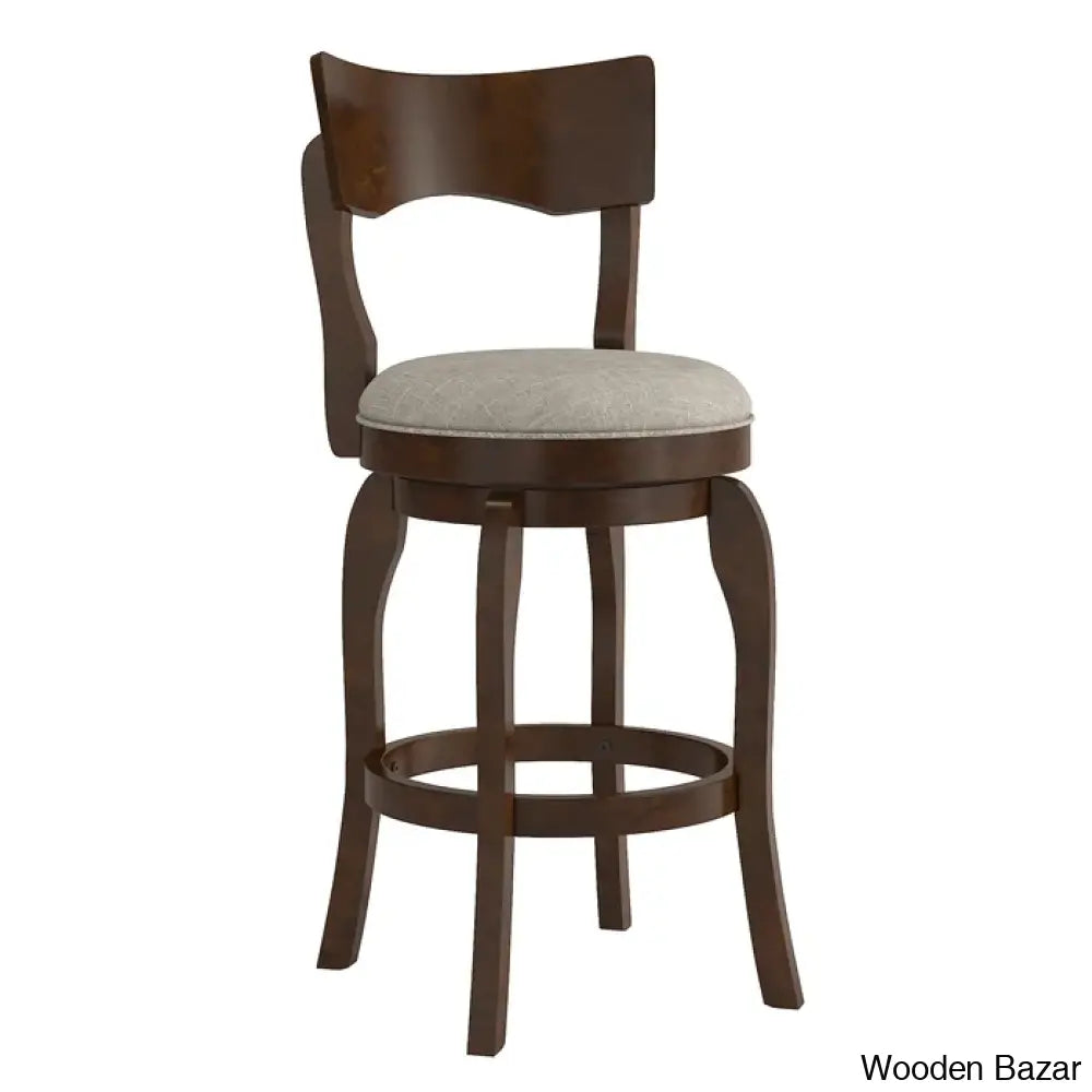 Villerso Swivel Upholstered Counter And Bar Stool With Solid Wood Frame Grey Linen / Bar (29”