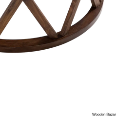 Viradise Farmhouse Coffee And Center Table Rustic Round With X-Motifs Legs