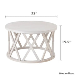 Viradise Farmhouse Coffee And Center Table Rustic Round With X-Motifs Legs