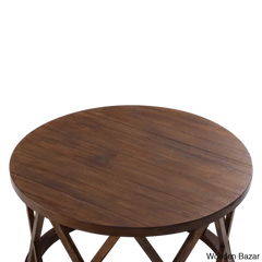 Viradise Farmhouse Coffee And Center Table Rustic Round With X-Motifs Legs