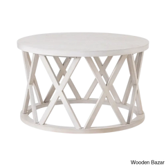 Viradise Farmhouse Coffee And Center Table Rustic Round With X-Motifs Legs