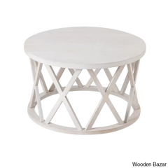 Viradise Farmhouse Coffee And Center Table Rustic Round With X-Motifs Legs