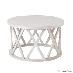 Viradise Farmhouse Coffee And Center Table Rustic Round With X-Motifs Legs