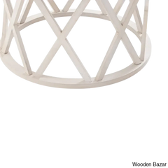 Viradise Farmhouse Coffee And Center Table Rustic Round With X-Motifs Legs