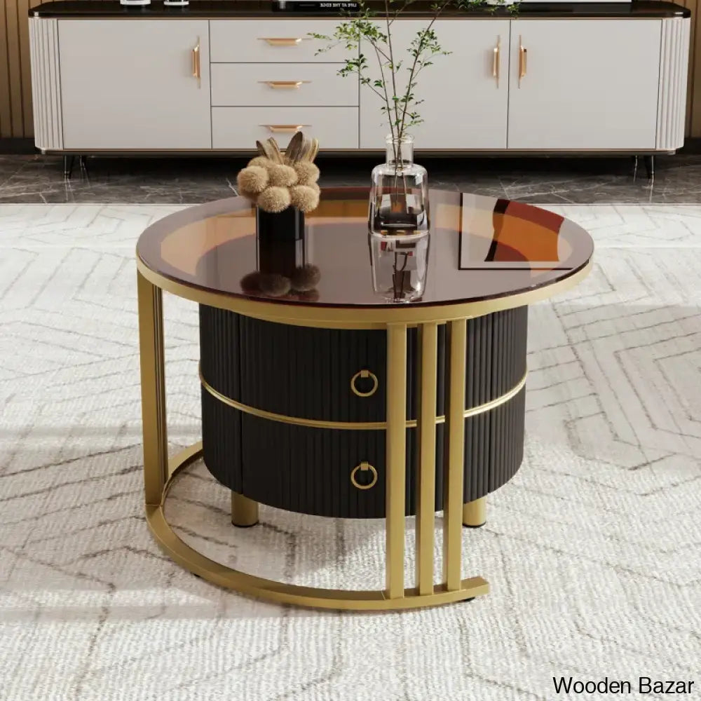 Virubi Glass Top Nesting Coffee And Center Table