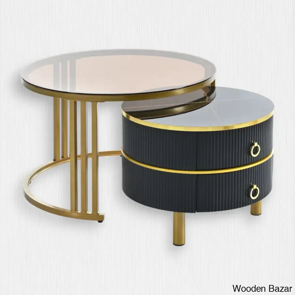 Virubi Glass Top Nesting Coffee And Center Table