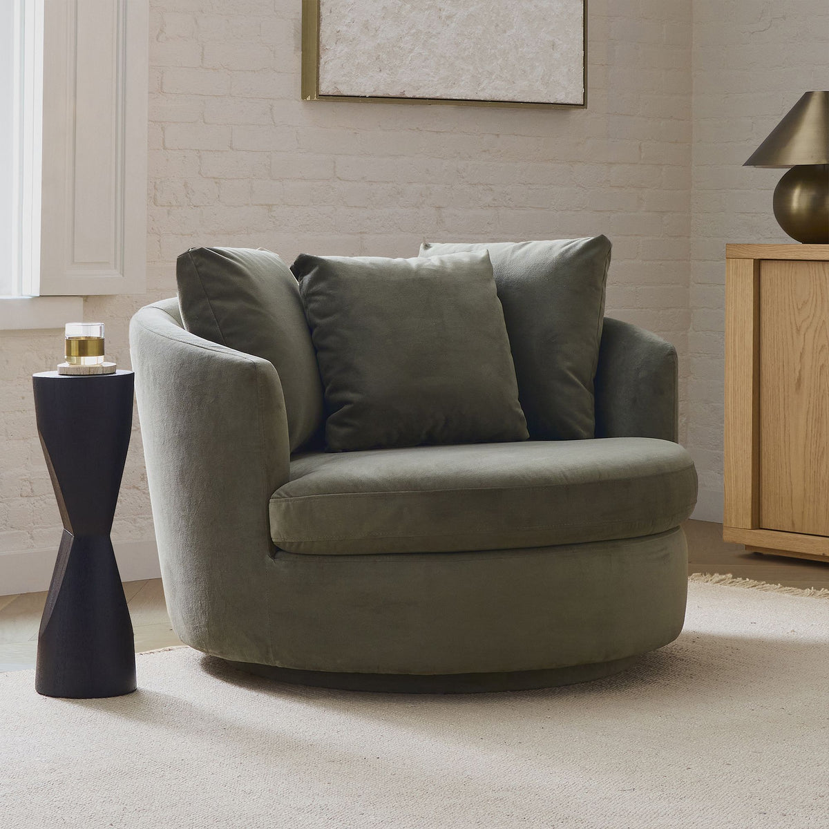 Eccy Modular Skirted Slipcover Chair and a Half - Wooden Bazar