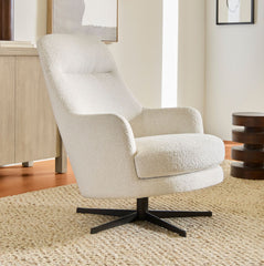 Cevin High-Back Swivel Chair - Wooden Bazar
