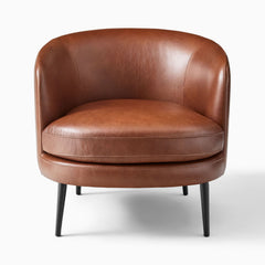 Sixpik Leather Slipper Chair - Wooden bazar