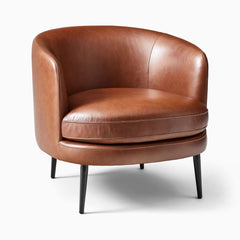 Sixpik Leather Slipper Chair - Wooden bazar