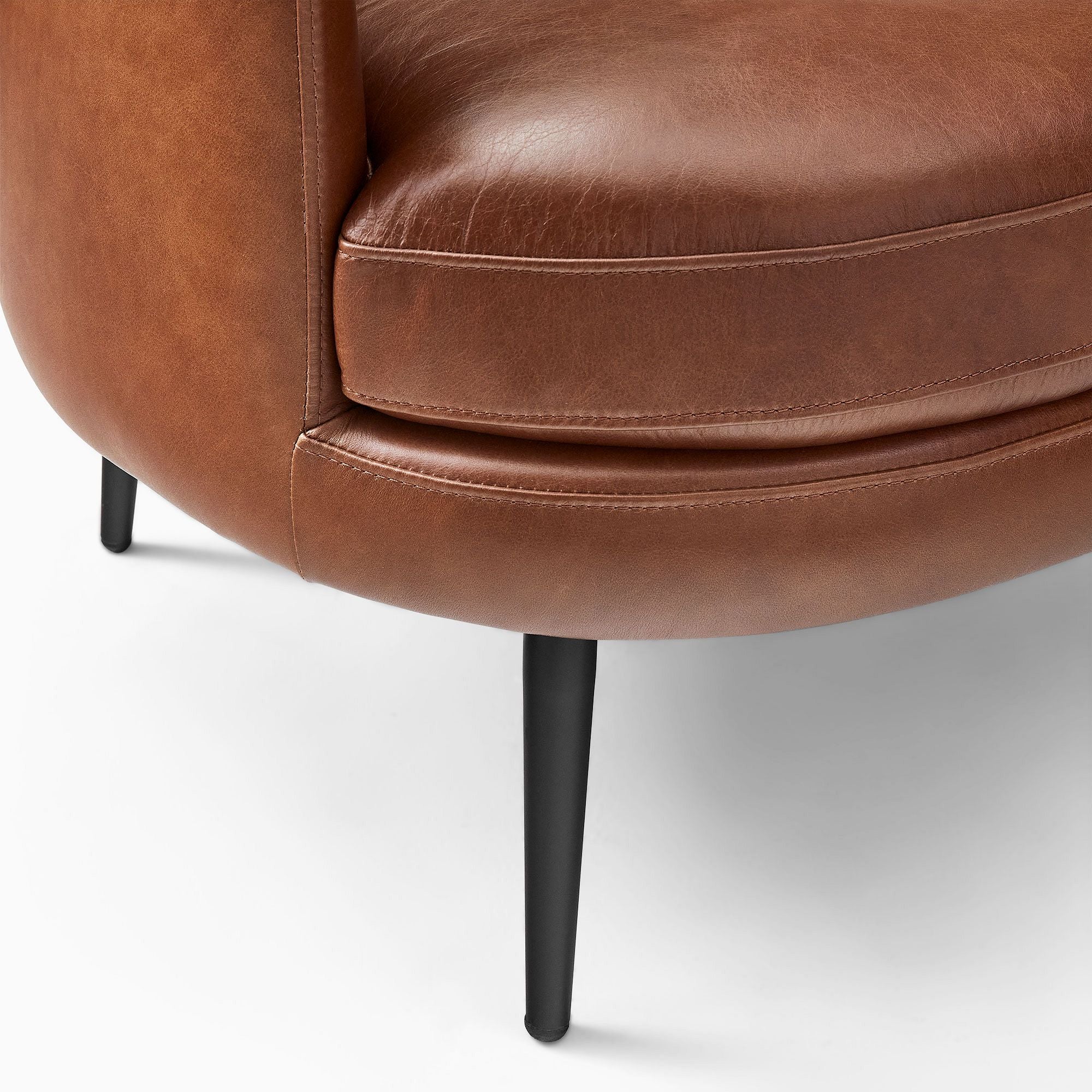 Sixpik Leather Slipper Chair - Wooden bazar