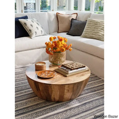 Vivenne Mango Wood Drum Coffee Table And Center Table