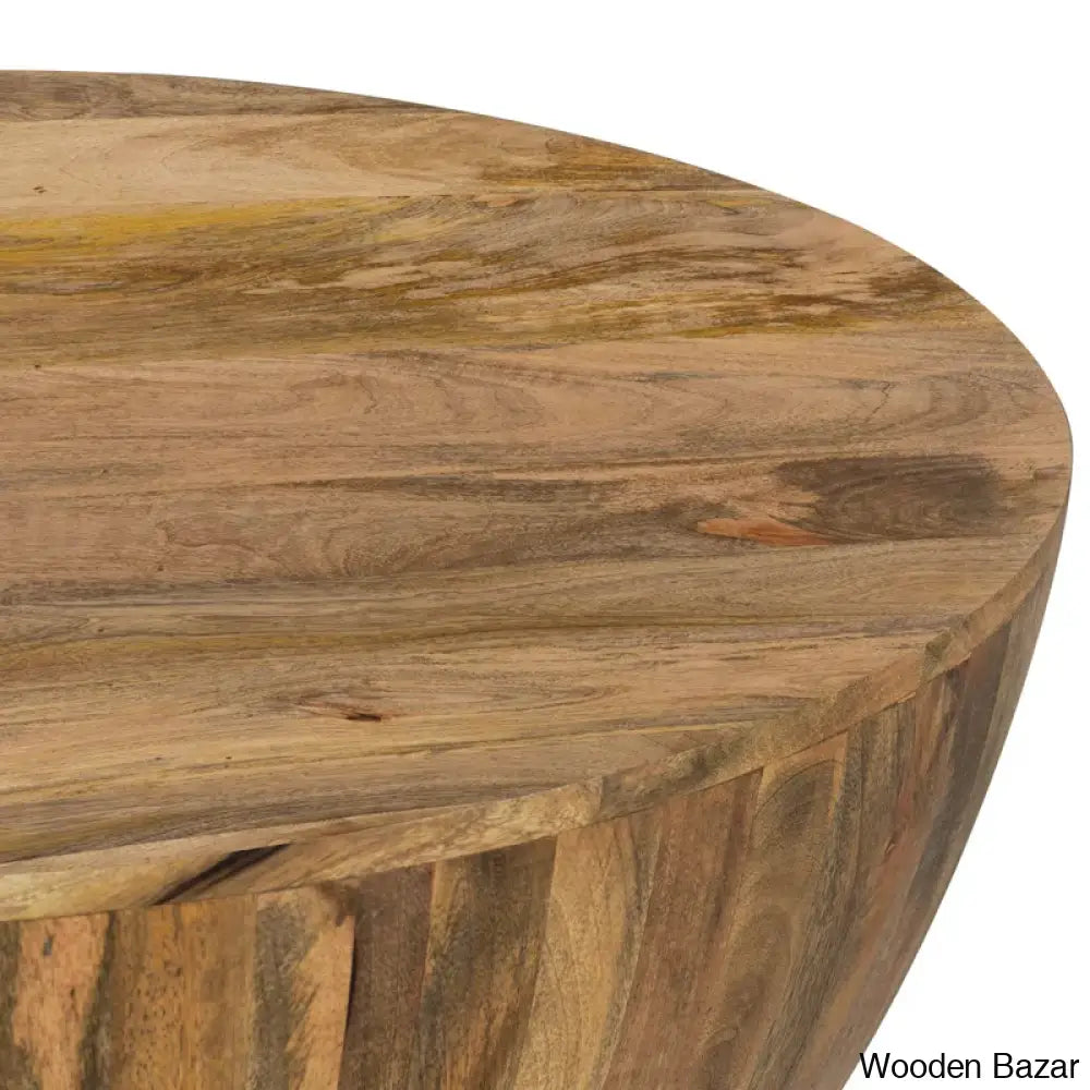 Vivenne Mango Wood Drum Coffee Table And Center Table