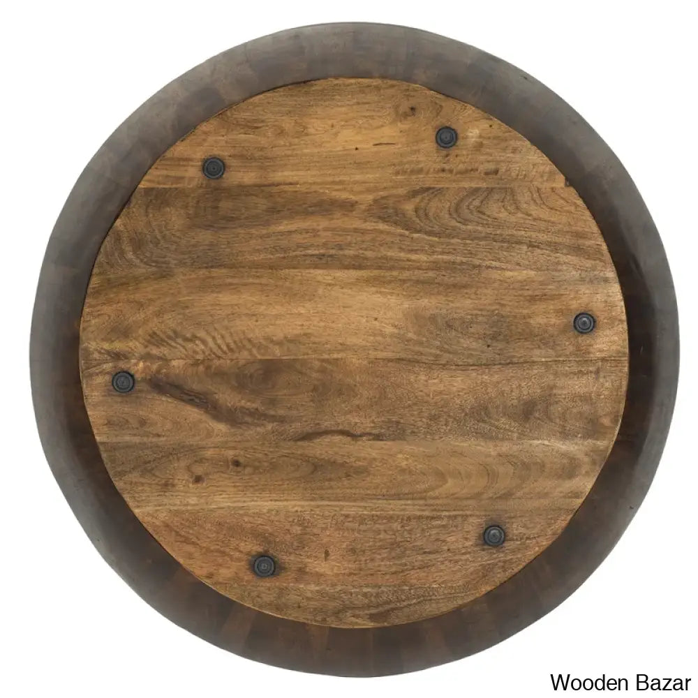 Vivenne Mango Wood Drum Coffee Table And Center Table