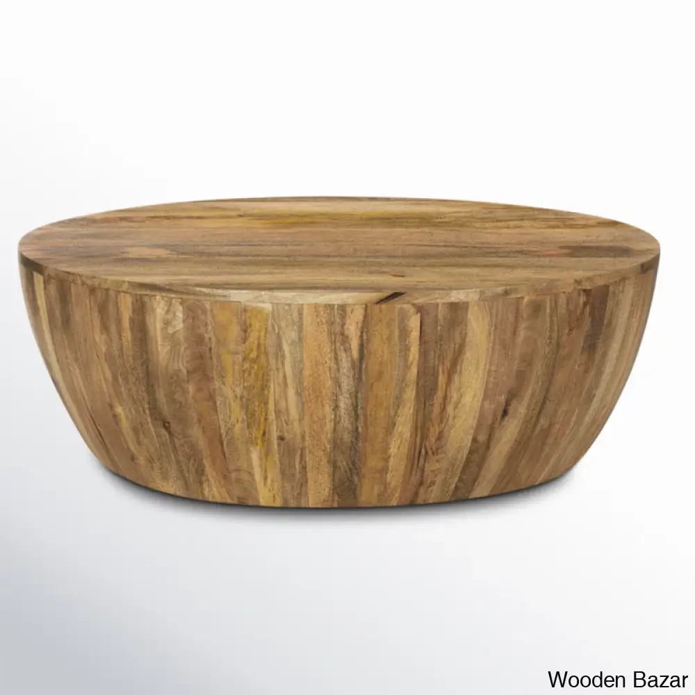 Vivenne Mango Wood Drum Coffee Table And Center Table