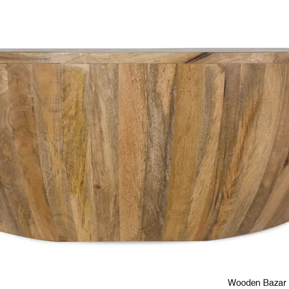 Vivenne Mango Wood Drum Coffee Table And Center Table