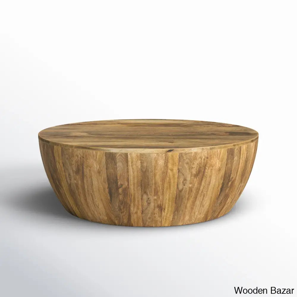 Vivenne Mango Wood Drum Coffee Table And Center Table