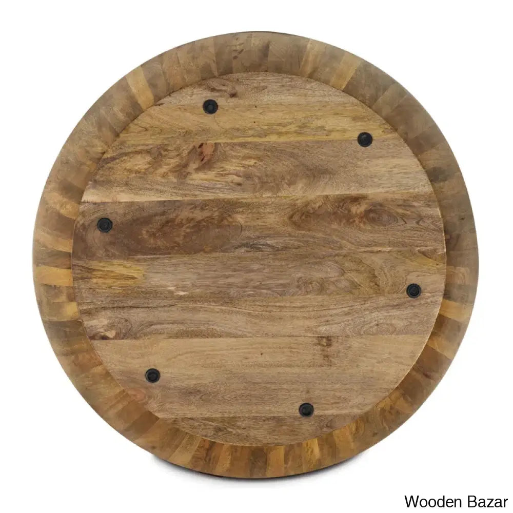 Vivenne Mango Wood Drum Coffee Table And Center Table