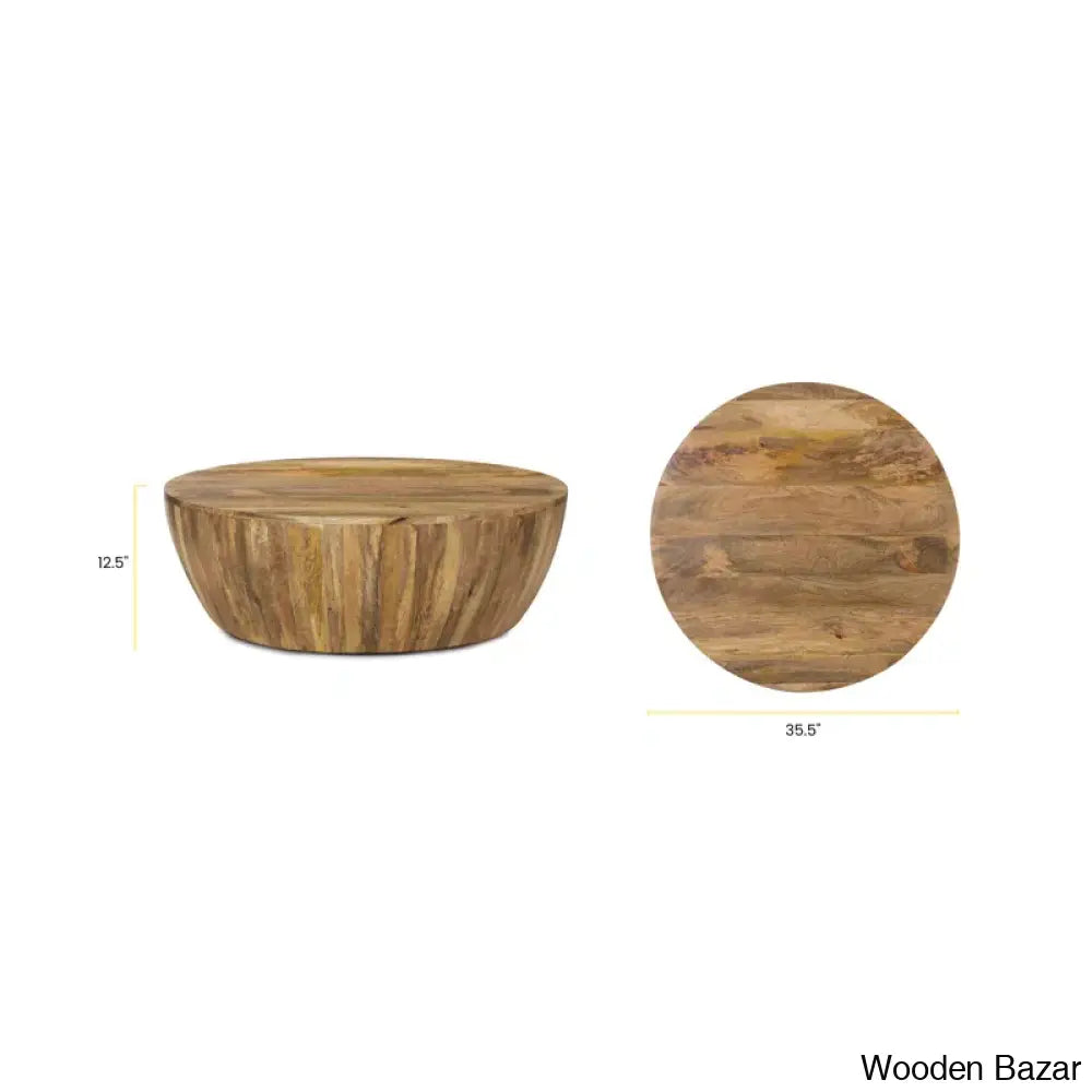 Vivenne Mango Wood Drum Coffee Table And Center Table