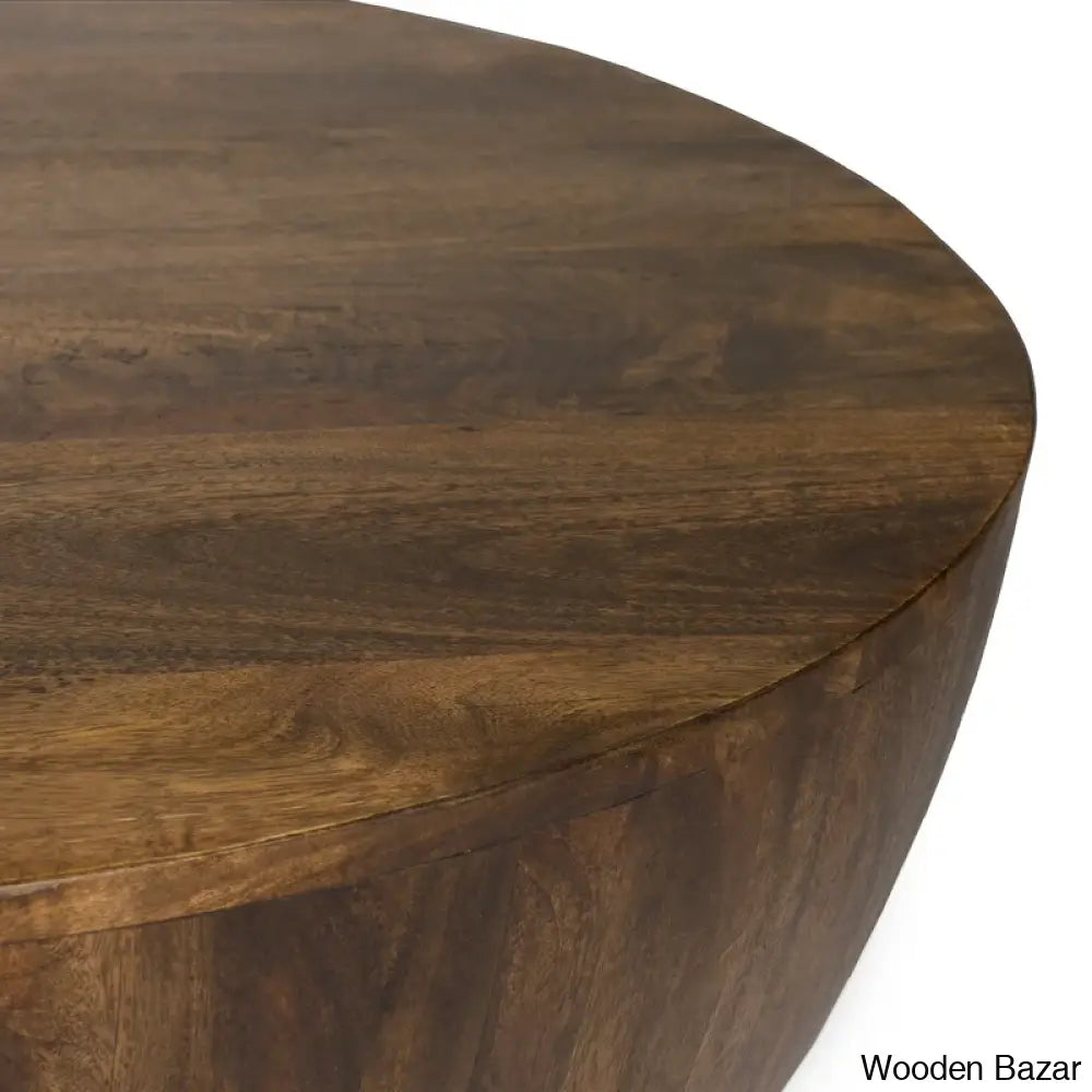 Vivenne Mango Wood Drum Coffee Table And Center Table