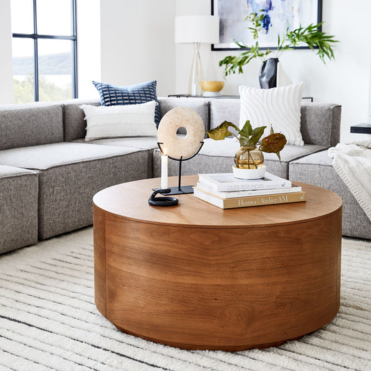 Apiker Volume Round Drum Coffee Table  - Wooden bazar