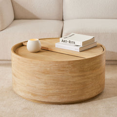 Jigasa Volume Round Storage Drum Coffee Table - Wooden bazar