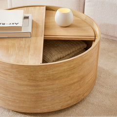 Jigasa Volume Round Storage Drum Coffee Table - Wooden bazar